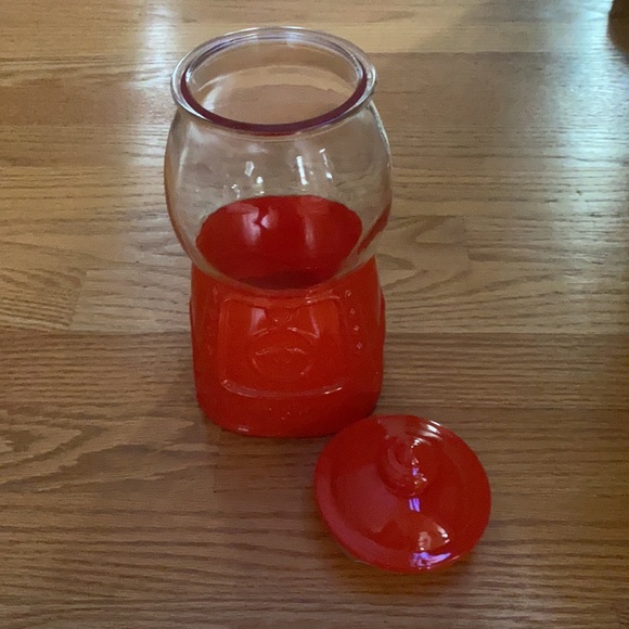 Red 9" High Glass Jar w/ lid Target Glass gumball canister NEW Cookie Machine - Picture 3 of 3